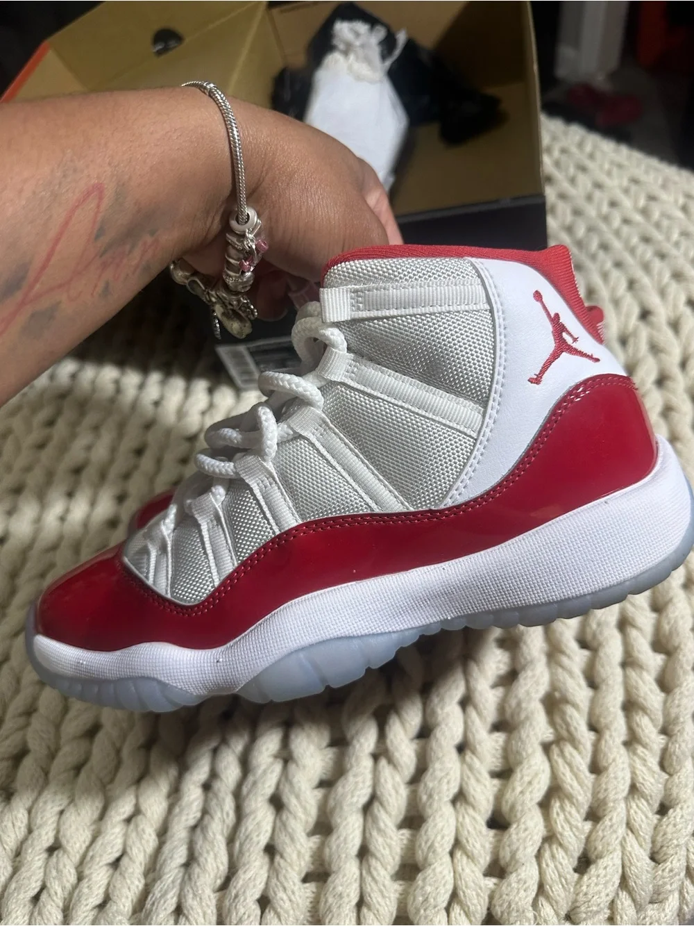 Jordan Kids High-Top Sneakers - White & Red